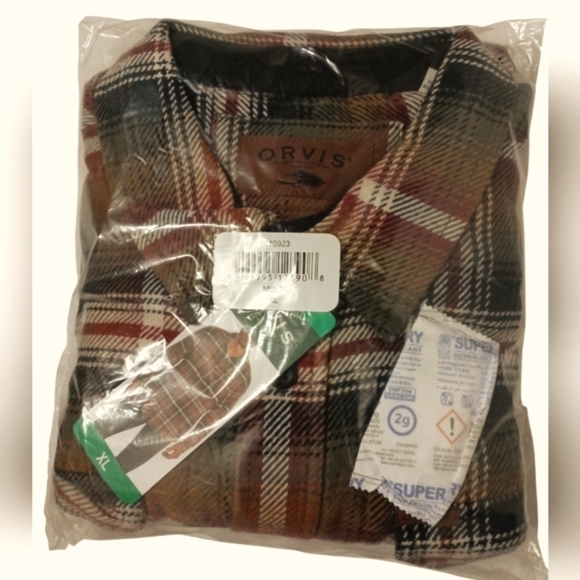 Orvis Mens Flannel Shirt Multi Plaid 100% Cotton Outdoor Warm Thick Woodsman - Picture 8 of 11